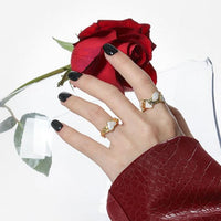 Irregular Heart Crystal Adjustable Ring in 925 Sterling Silver