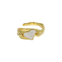 Irregular Heart Crystal Adjustable Ring in 925 Sterling Silver
