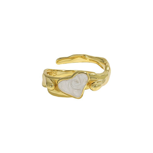 Irregular Heart CZ Adjustable Ring in 925 Sterling Silver