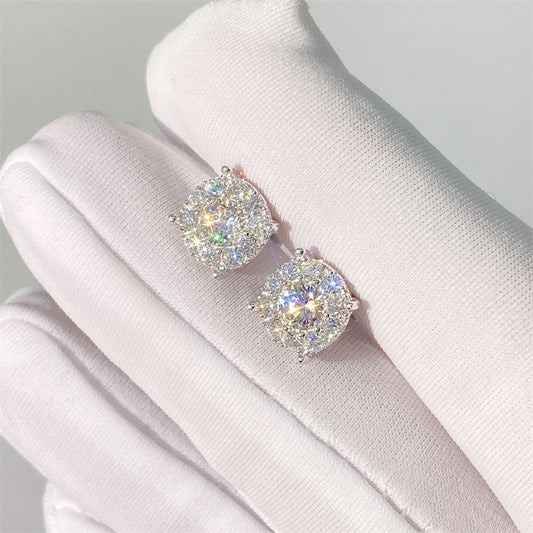 Unisex Round Moissanite Classic Stud Earrings