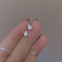 Mini Broken Crystal Star Sterling Silver Stud Earrings