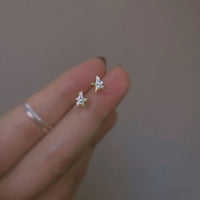Mini Broken Crystal Star Sterling Silver Stud Earrings