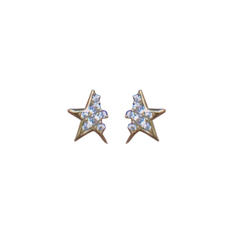 Mini Broken Crystal Star Sterling Silver Stud Earrings