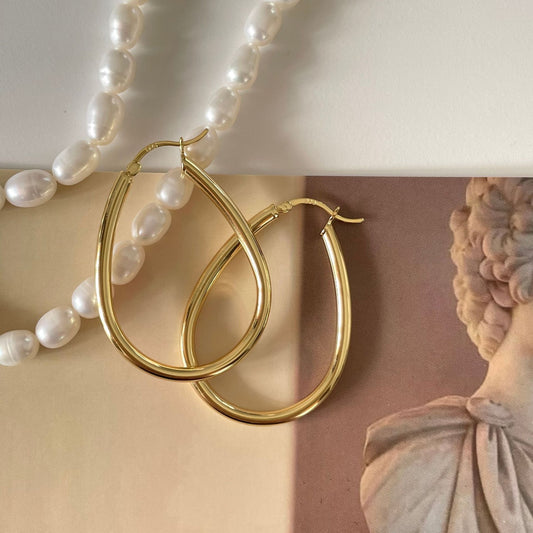 Hollow Waterdrop Circle Hoop Earrings, 925 Sterling Silver
