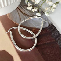Hollow Waterdrop Circle Hoop Earrings, 925 Sterling Silver