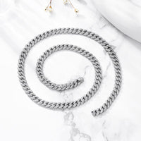 Men's Hollow Curb Crystal Chain Necklace, 925 Sterling Silver, 50cm - 60cm