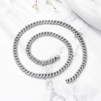 Men's Hollow Curb Crystal Chain Necklace, 925 Sterling Silver, 50cm - 60cm