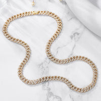 Men's Hollow Curb Crystal Chain Necklace, 925 Sterling Silver, 50cm - 60cm