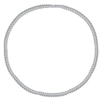 Men's Hollow Curb Crystal Chain Necklace, 925 Sterling Silver, 50cm - 60cm