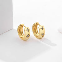 Crystal Star and Moon Huggie Hoop Earrings