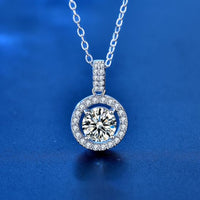 Round Moissanite Crystal Circle Border Necklace