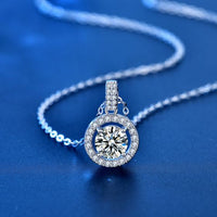 Round Moissanite Crystal Circle Border Necklace