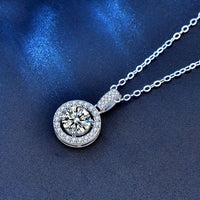Round Moissanite Crystal Circle Border Necklace