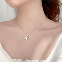 Round Moissanite Crystal Circle Border Necklace
