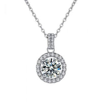 Round Moissanite Crystal Circle Border Necklace