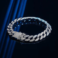 Men's Crystal Hollow Curb Chain Bracelet, 925 Sterling Silver