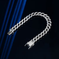 Men's Crystal Hollow Curb Chain Bracelet, 925 Sterling Silver