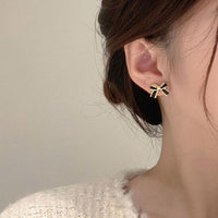 Black Bowknot 925 Sterling Silver Stud Earrings