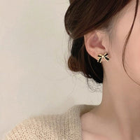 Black Bowknot 925 Sterling Silver Stud Earrings
