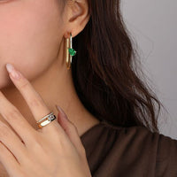 Asymmetrical Waterdrop Rectangle Crystal Hoop Earrings