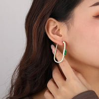 Asymmetrical Waterdrop Rectangle Crystal Hoop Earrings