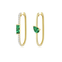 Asymmetrical Waterdrop Rectangle Crystal Hoop Earrings