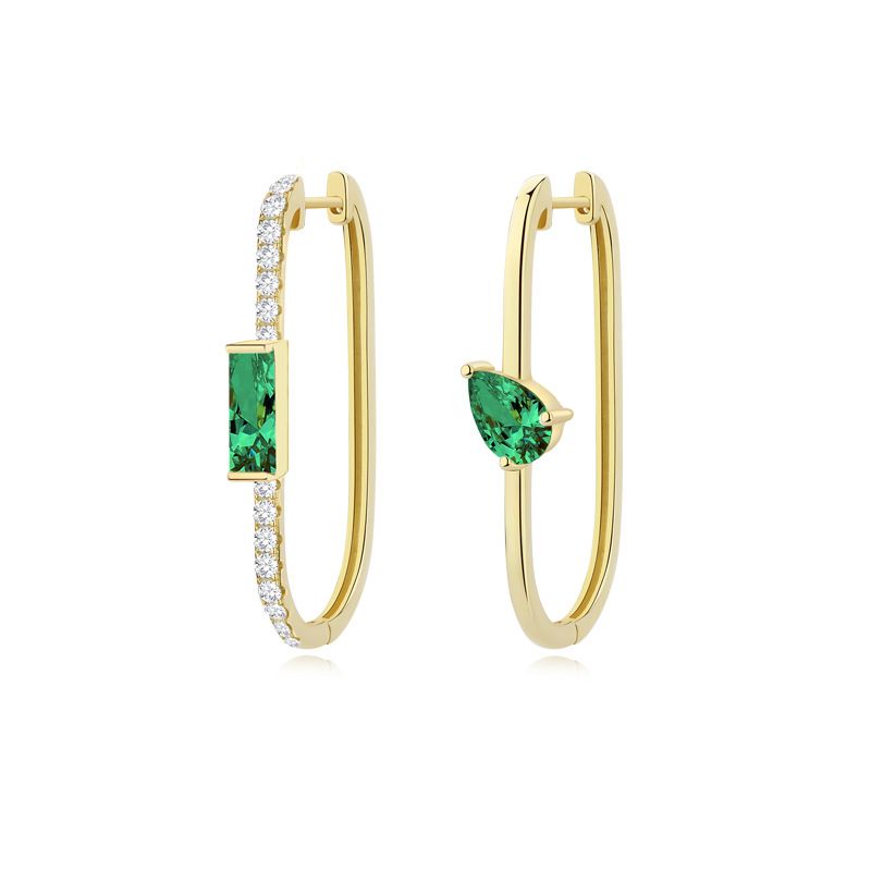 Asymmetrical Waterdrop Rectangle Crystal Hoop Earrings