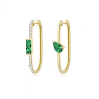 Asymmetrical Waterdrop Rectangle Crystal Hoop Earrings