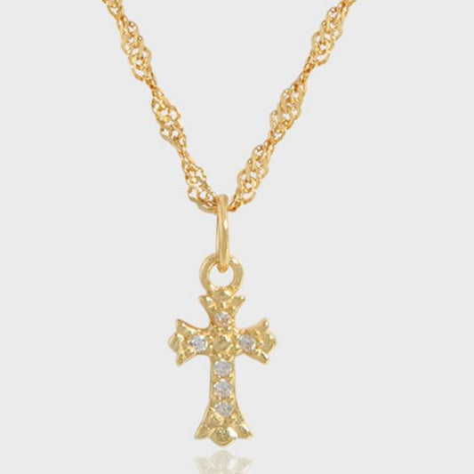CZ Cross Necklace in 925 Sterling Silver