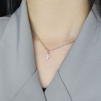 Crystal Cross Necklace in 925 Sterling Silver