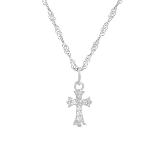 CZ Cross Necklace in 925 Sterling Silver