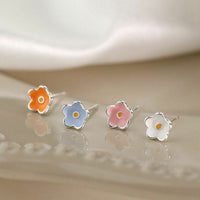 Asymmetric Mini Flower Stud Earrings