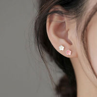 Asymmetric Mini Flower Stud Earrings