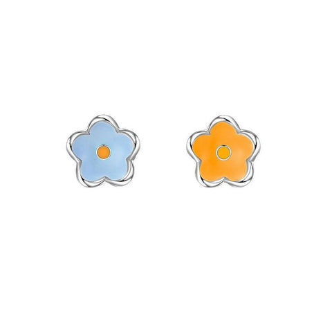 Asymmetric Mini Flower Stud Earrings
