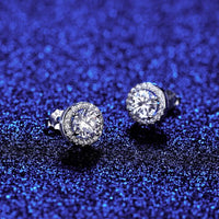 Sunshine Round Cubic Zirconia Stud Earrings, 925 Sterling Silver