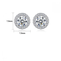 Sunshine Round Cubic Zirconia Stud Earrings, 925 Sterling Silver