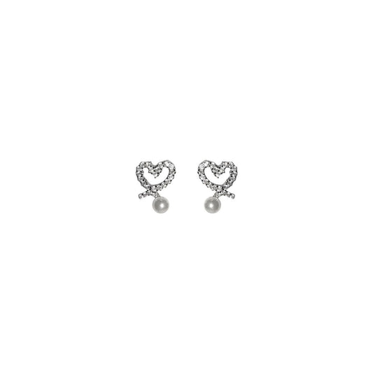 Shell Pearl Heart CZ Stud Earrings