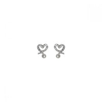 Shell Pearl Heart Crystal Stud Earrings