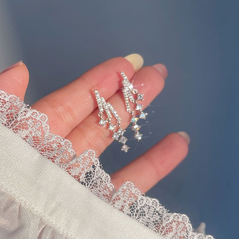 Meteor Shower Crystal Sterling Silver Drop Earrings