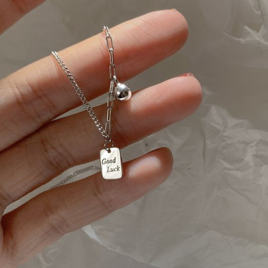 Good Luck Rectangle Drop Necklace