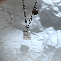 Good Luck Rectangle Drop Necklace