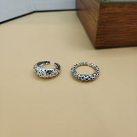 Vintage Irregular Meteorite Sterling Silver Adjustable Ring