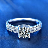 Cowhead Moissanite Crystal Adjustable Ring, 925 Sterling Silver