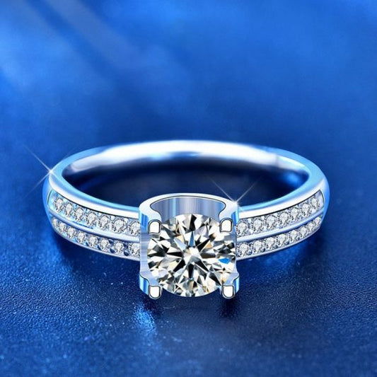 Cowhead Moissanite CZ Adjustable Ring, 925 Sterling Silver