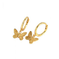 Flying Butterfly Crystal Sterling Silver Hoop Earrings