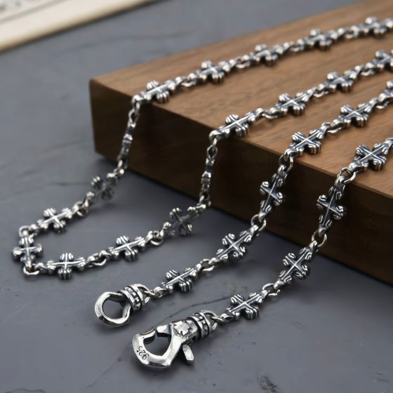Vintage Cross 925 Sterling Silver Necklace