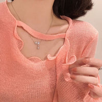 Three Crystal Flower Necklace in 925 Sterling Silver