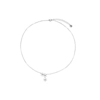 Three Crystal Flower Necklace in 925 Sterling Silver