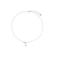 Three Crystal Flower Necklace in 925 Sterling Silver