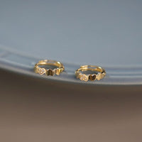 Sweet Crystal Heart-in-Heart 925 Sterling Silver Huggie Hoops